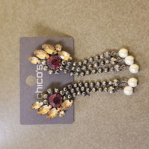 Chico's multi color crystal dangle earrings